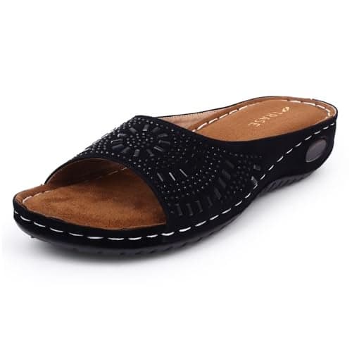 TRASE Ortho Soft Slippers For Woman | Women Ortho Footwear | Soft Sandals For Women Orthopedic | Sandal For Woman | Flat Footwear (Black,6 UK)
