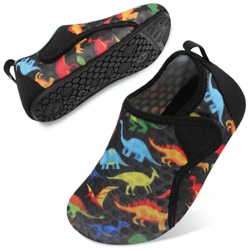 Besroad Toddler Boys Girls Water Shoes Breathable Qucik Dry Sport Beach Aqua Socks Lightweight Barefoot Flexible Dinosaur 8-8.5Toddler
