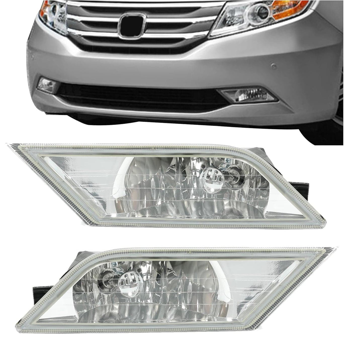 HECASA Fog Lights Lamps Compatible with 20112013 Honda Odyssey Replacement Assembly Fog Lamps with Bulbs Wiring Harness Switch Kit Chrome Housing Clear Lens