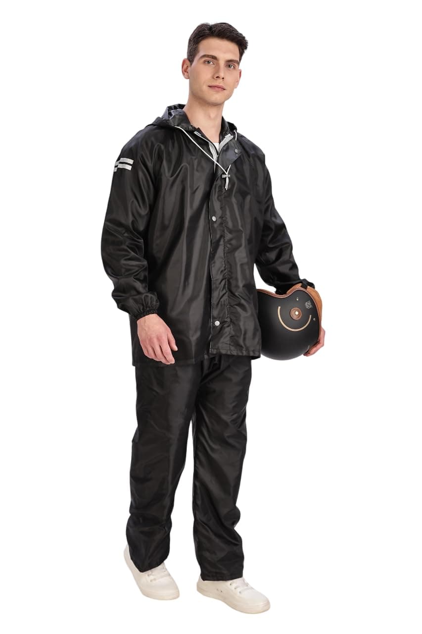 TAGAS Polyester Men's Standard Length Cape Coat (Mrc-8005-Black- Black_Xl)