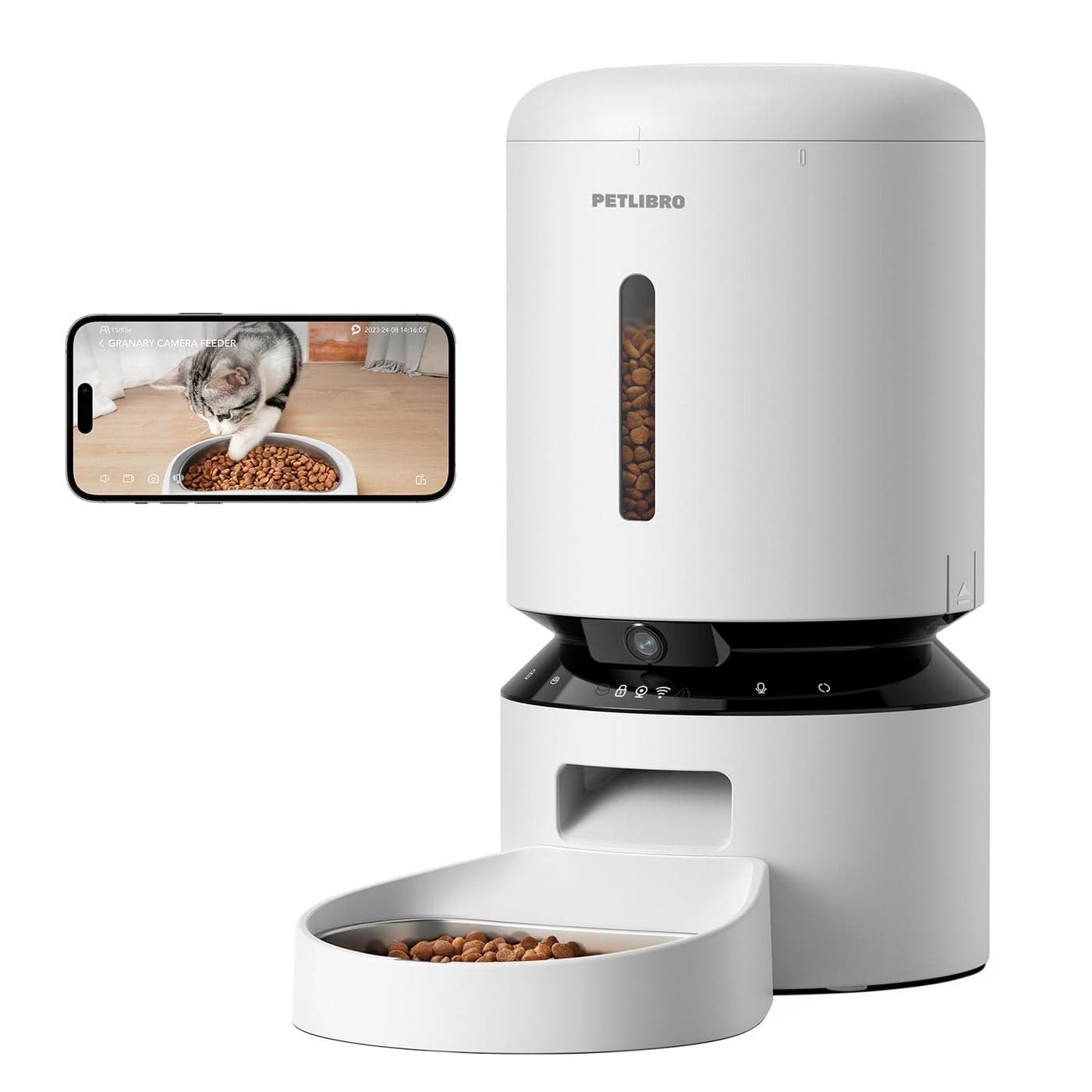 PETLIBRO Automatic Cat Feeder with Camera 1080P HD Video with Night Vision 5G WiFi Pet Feeder with 2Way Audio Low Food Blockage Sensor Motion Sound Alerts for Cat Dog Single Tray
