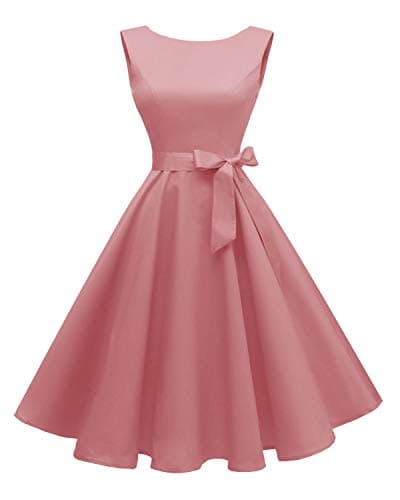 Hanpceirs Women's Boatneck Sleeveless Swing Vintage 1950s Cocktail Dress Blush Pink S
