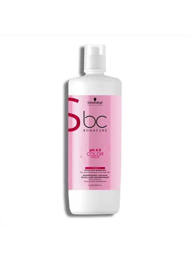 Professional Bonacure PH 4.5 Color Freeze Rich Shampoo Micellar, Oatmeal/Black, Unscented, 33.8 Fl Oz