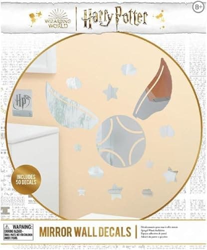 Harry Potter Golden Snitch Mirrored Wall Decals Officially Licensed Merchandise for Boys and Girls Bedroom Stickers Decor for All Ages Silver Vinyls for Potter Movie and Book Fans Paladone