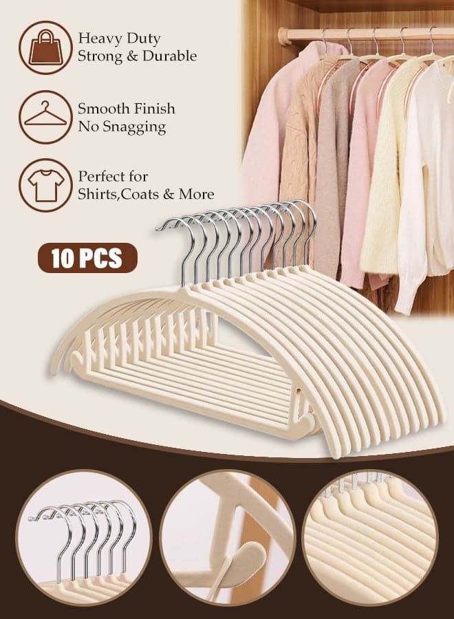 10 Pcs Velvet Hangers,Non Slip No Shoulder Bump Suit Hangers,Space Saving,Sturdy and Durable,for Coat, Sweater, Jackets, Pants,45*21.5CM