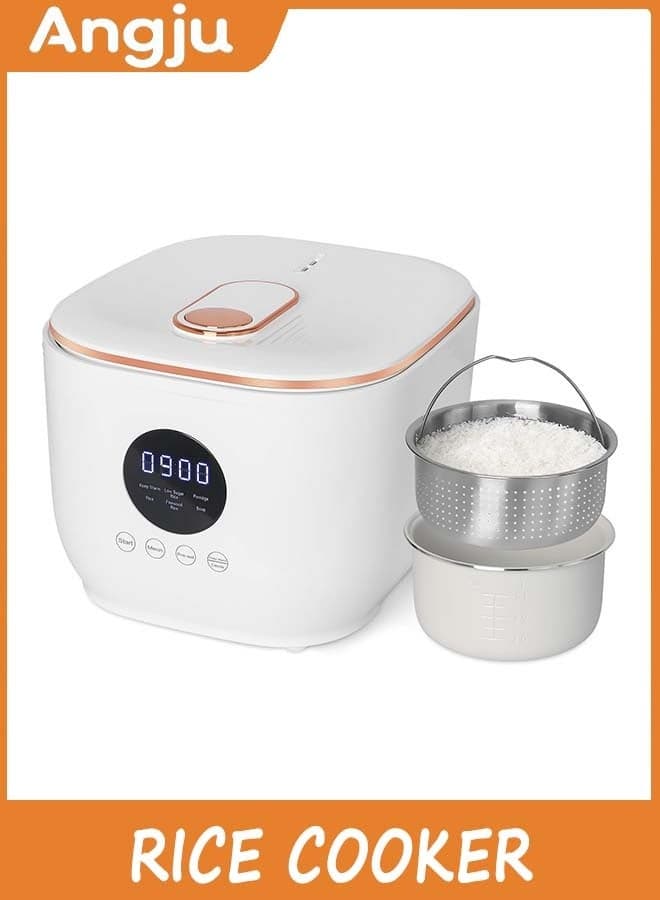 Low Sugar Rice Cooker, 3L Small Low Carb Rice Cooker with Rice Steamer Basket, 5-in-1 Digital Steamer for Porridge,Soup,White Rice,24-Hr Delay Timer and 8-Hr Keep Warm