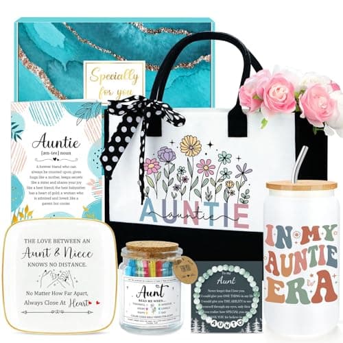 Aunt Gifts for Women Best Auntie Gift Ideas Cool Aunt Birthday Gifts for Aunts from Niece Nephew in My Auntie Era Presents Promoted to Best Aunts Ever Pregnancy Announcement Presents with Glass Cup