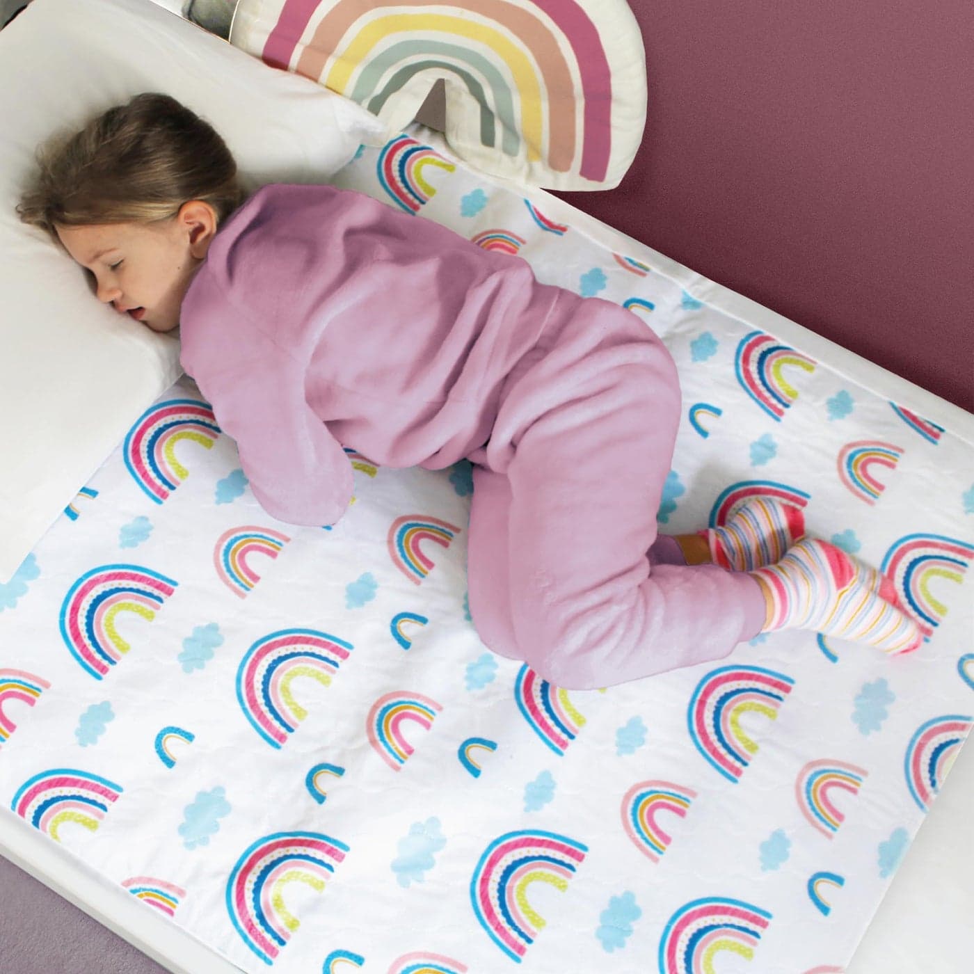Hygge Sheets Potty Training Pee Pads for Kids Toddlers 100 Waterproof Non Slip Bed Wetting Pad for Twin Beds Washable Reusable Mattress Sheet Protector Rainbow