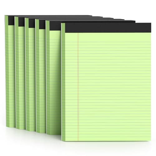 AILZFEI 300 Sheets Green Legal Pads 8.5 x 11 College Ruled Paper 6-Pack Note Pads Narrow Ruled 50 Sheets per Notepad Perforated Writing Pad Durable Sturdy Back 8x11 Pads of Paper