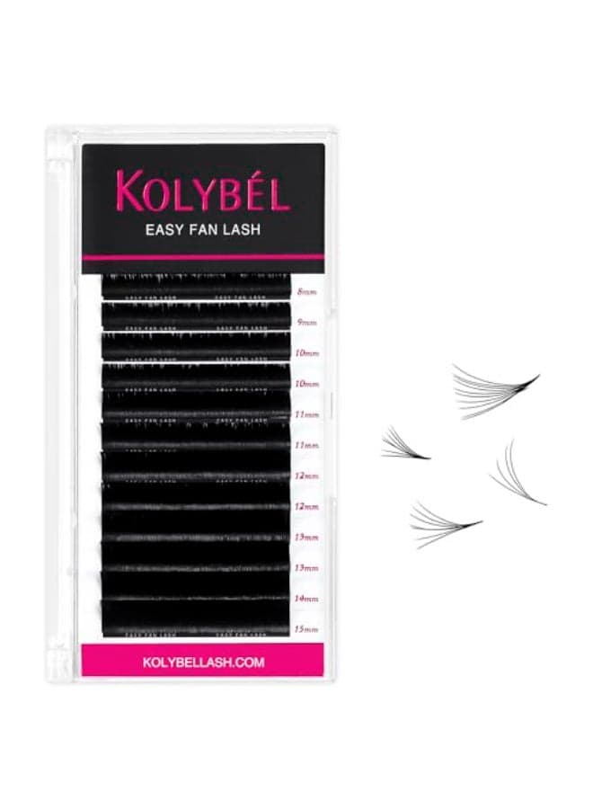 KOLYBEL Eyelash Extensions Easy Fan Lashes 005 Thickness C Curl 18mm Single Length Auto Blooming Lash Extension Volume Lashes Lasting Self Fanning Lashes005C18mm
