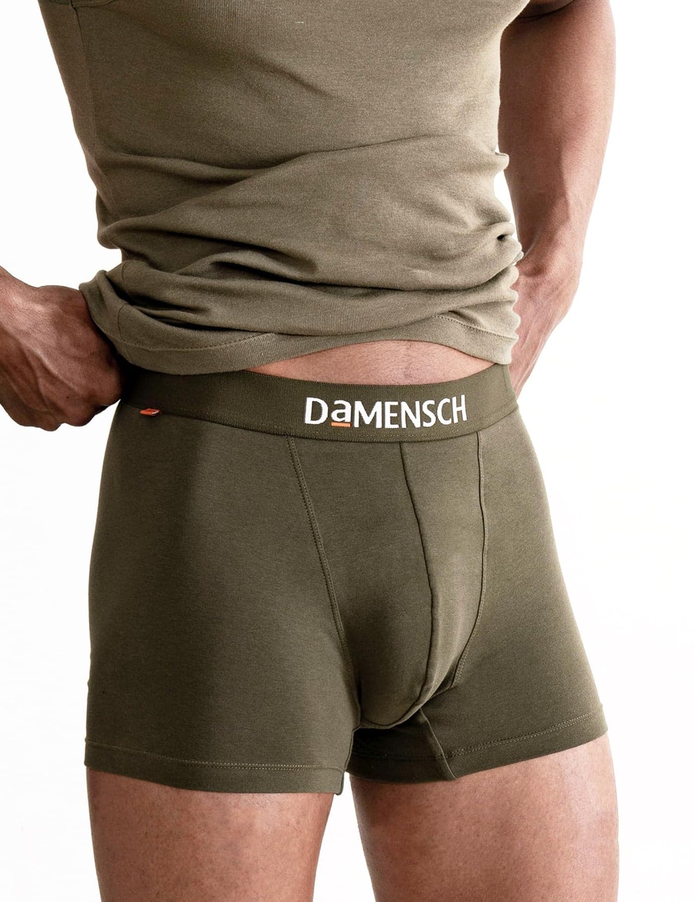 DAMENSCH Men's Deo-Cotton Deodorizing Trunks- Pack of 1- Deep Olive- Medium