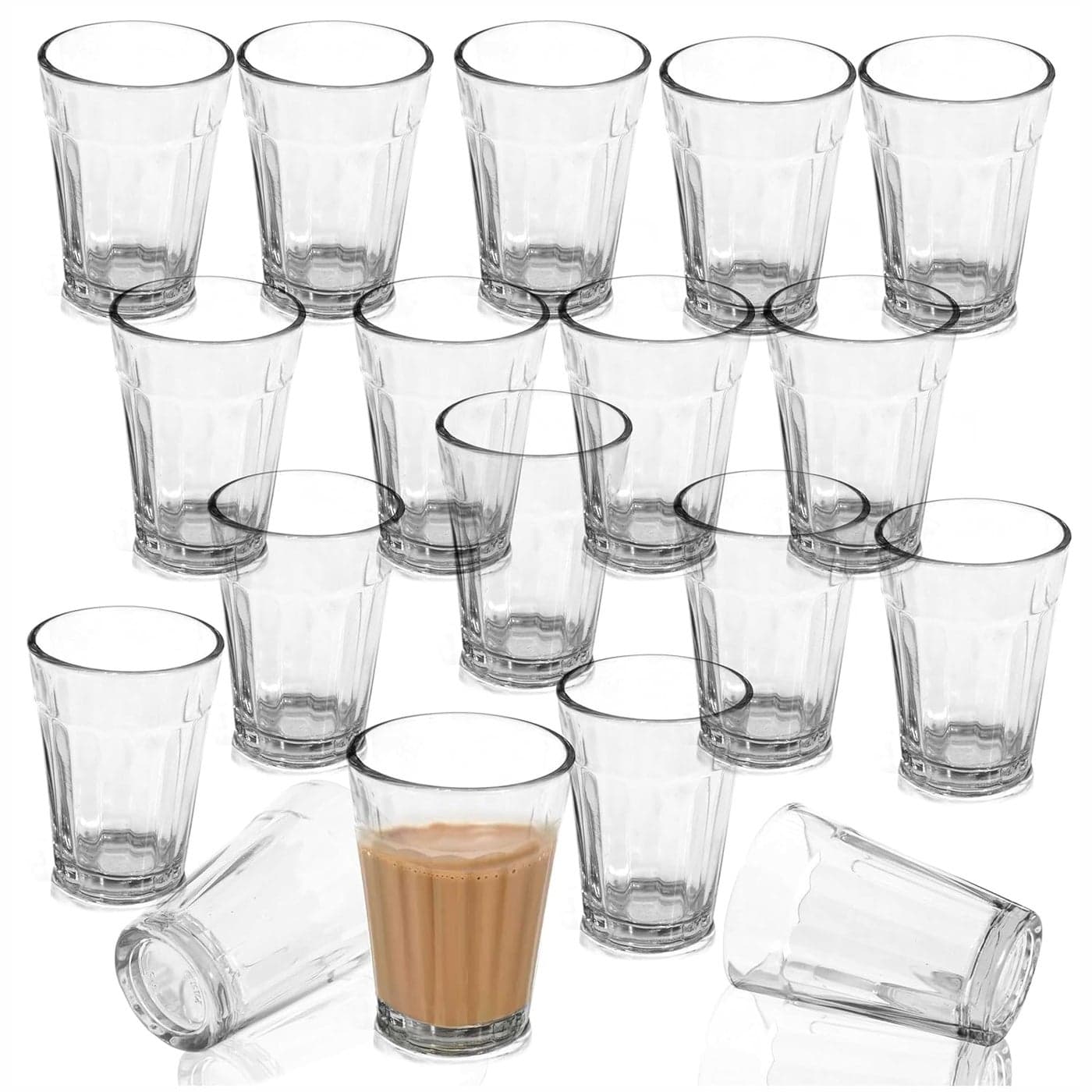 Pure Source India Glass Tea Cup Set of 18 Cutting Chai Glass Coffee for Home DecorKitchenResturant 120ml Transparent
