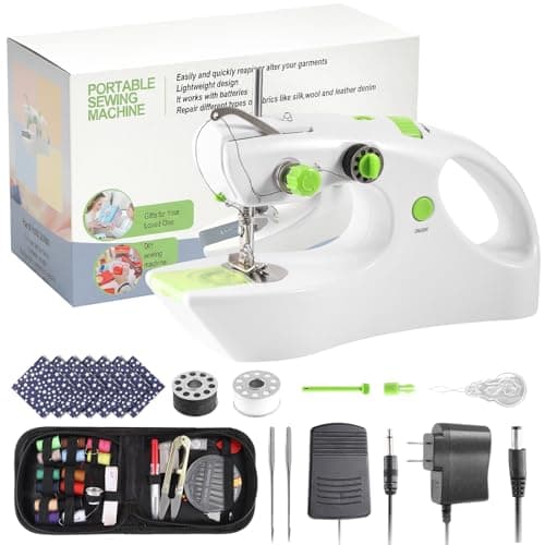 Sewing Machine for Beginners,Mini Handheld Sewing Machine, 2 Modes for 2-Thread Stitching, Small Sewing Machine, Compact Portable Sewing Machine, Sewing Kit Tool, Foot Pedal, Home Travel