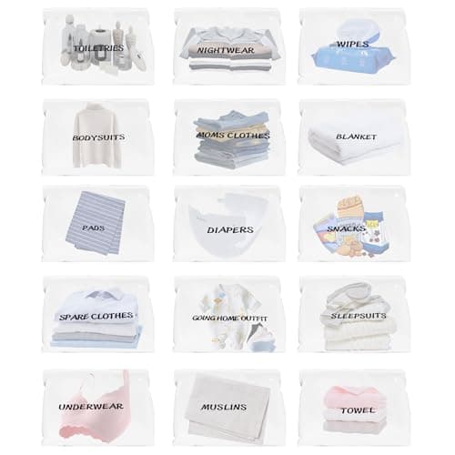 WTYONZEL 15Pcs Hospital Bags for Women Labor and DeliveryDiaper Bag Organizing Pouches Maternity Hospital Bag Essentials11 x 14 Inch