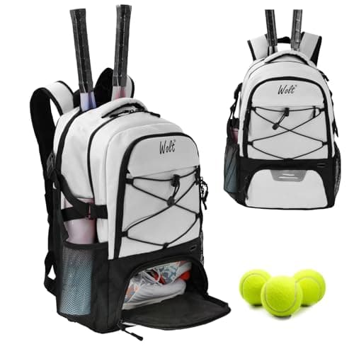WOLT Tennis Bag Large Tennis Racket Backpack for Men Women Ventilated Shoe Compartment Holds 2 Rackets