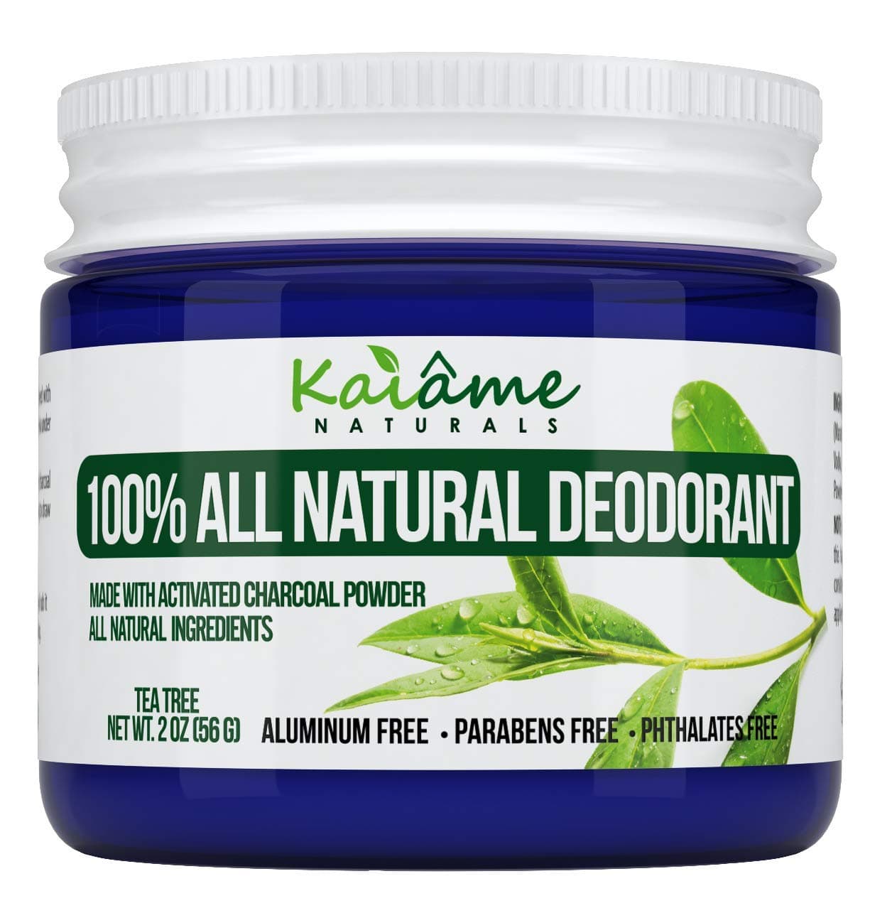 Kaiame Naturals Natural Deodorant Tea Tree with Activated Charcoal Powder All Natural and Organic Ingredients No Aluminum Parabens or Phthalates