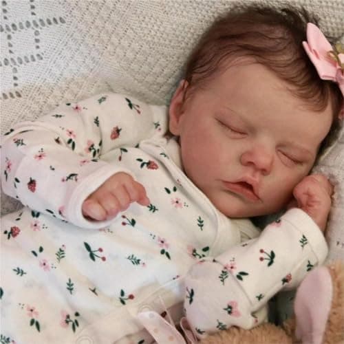 KOKOMANDY 18 inch Lifelike Reborn Doll Full Body Silicone Girl Sleeping Newborn Baby Dolls Realistic Babies Looks Life Like Baby Cute Dolls Closed Eyes for 6 Year Old Girls Gifts