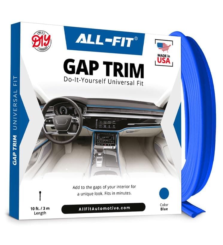AllFit Automotive Car Gap Filler 10 Ft Blue Trim Molding Made in USA Award Winning Universal Car Interior Accessories for Dashboards Panels Air Vents Easy DIY Installation