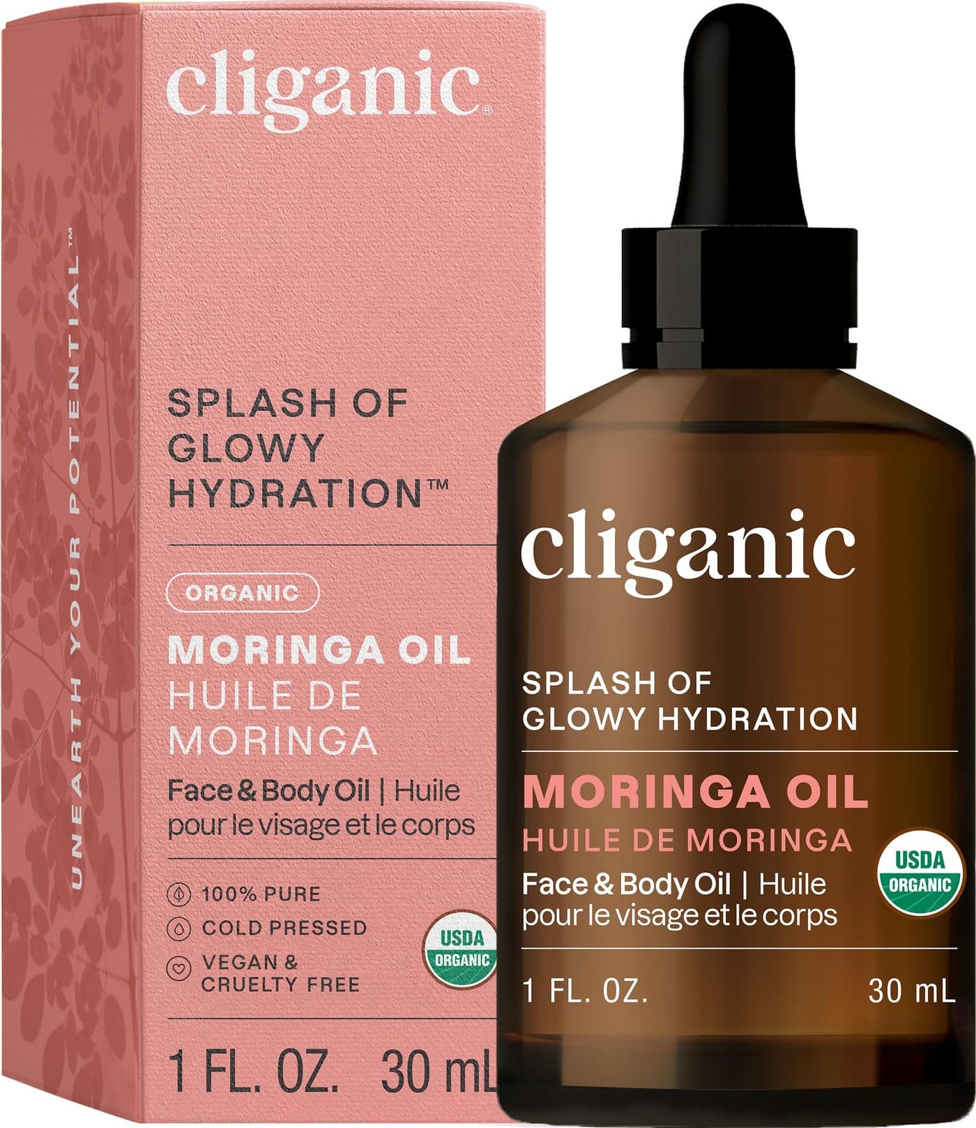 Cliganic Organic Moringa Oil 100 Pure For Face Hair Natural Cold Pressed Packaging May Vary