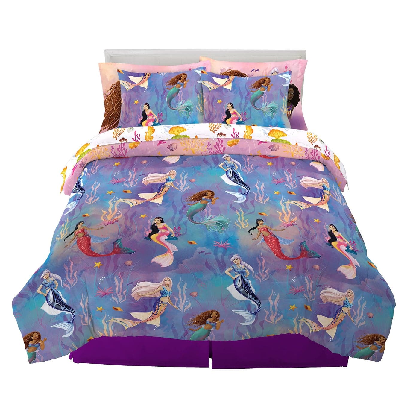 Franco Disney Princess Ariel The Little Mermaid Live Action Movie Ariel Kids Bedding Super Soft Comforter and Sheet Set with Sham Full 100 Official Licensed Product