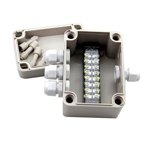 SamIdea 43x 31 x 28 ABS IP66 Waterproof Universal Electrical CCTV Camera LED Project Enclosure Junction Box with 8P 15A Barrier Terminals1IN3 Out Cable Glands