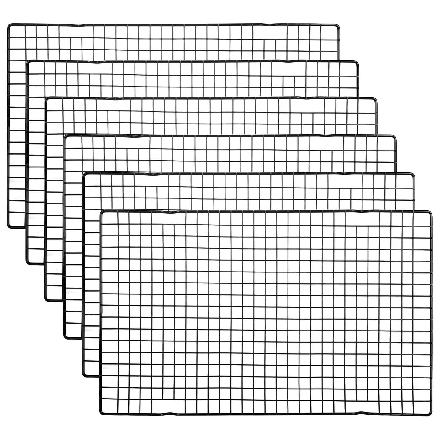 AKOLAFE 6 Pack Cooling Rack Stainless Steel 41x25cm Cooling Wire Rack Cake Cooling Rack Black Cooling Tray Oven Rack Large Wire Cooling Racks for Baking Cooling Dishwasher Safe