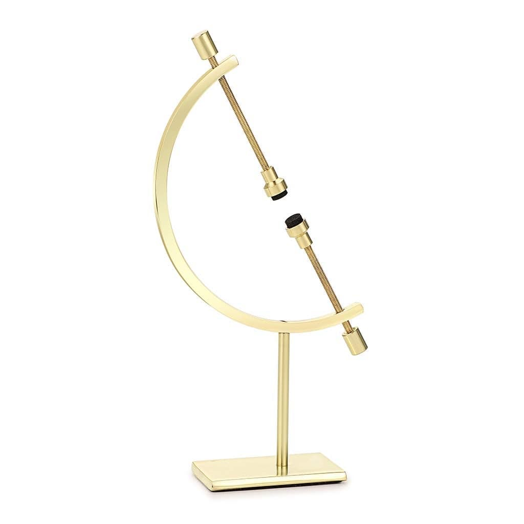 JUXYES Golden Toned Sphere Holder Caliper Stand Caliper Style Display Stand For Mineral Ornament Gem Shell Coin etc S