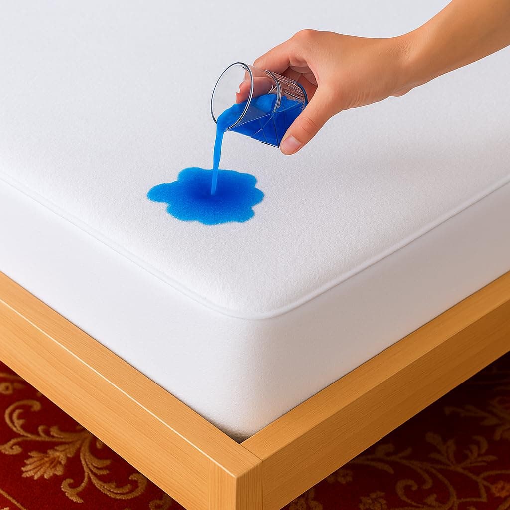 Sheet Story Bamboo Waterproof Mattress Protector Double Size 40cm Deep Pocket Hypoallergenic Terry Bamboo Fabric Mattress Protector Double Bed White