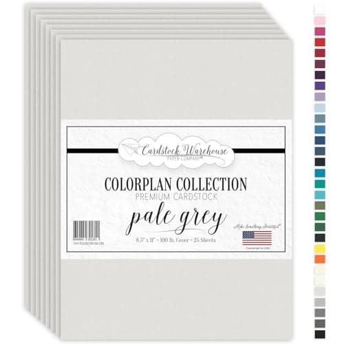 Cardstock Warehouse Colorplan Pale Grey Cardstock Paper – 25 Sheets, 8.5 x 11" – 100 lb. / 270 GSM Premium Matte Cover Cardstock for Invitations, Card Making, Scrapbooking & DIY Projects