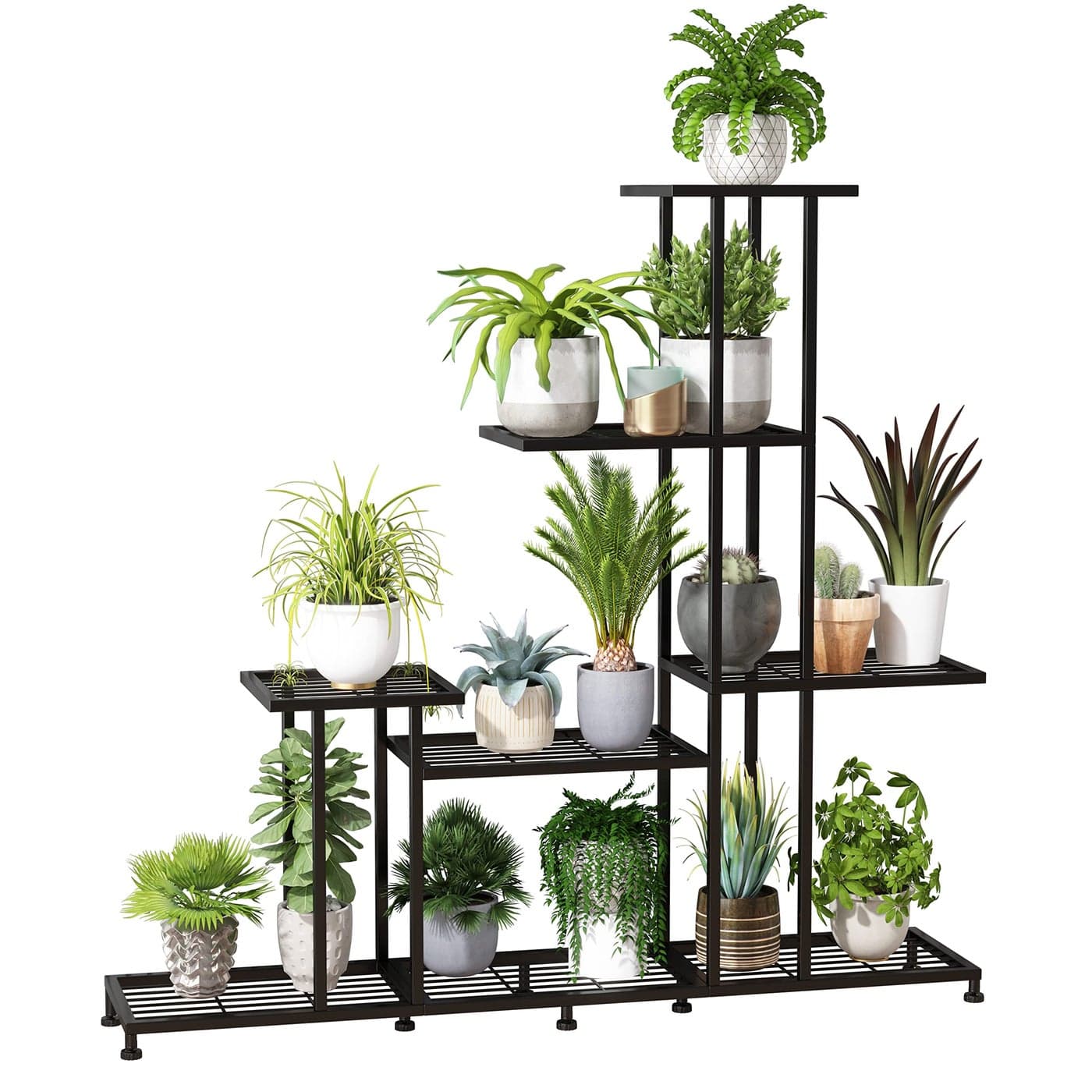 Metal Plant Stand 5 Tiers Multifunctional Plant Stands for Indoor Plants Decorative Black Steel Plant Shelf for Indoor or Outdoor Patio Garden Balcony and Yard