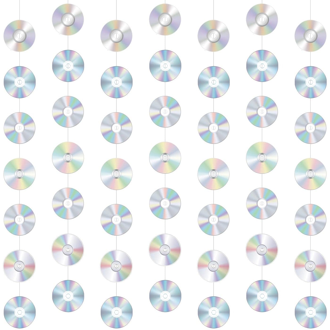Spakon 8 Packs 90s Party Decorations 90s Cd Paper Banner 90s Hanging Decor Y2k 2000s Paper Cutouts Retro Disco Garland for 1990s 2000s Theme Birthday Babyshower Party Supplies Decoration
