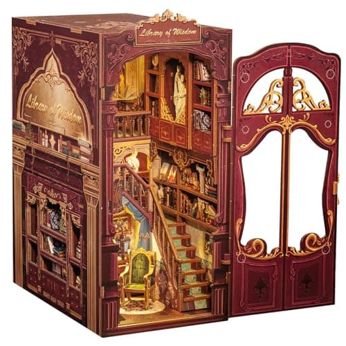 CUTEBEE Book Nook Kit DIY Miniature House Dollhouse Kit for Adults Booknook Tiny House Bookshelf Decor 3D Wooden Puzzle Gifts for Family and Friends Library of Wisdom