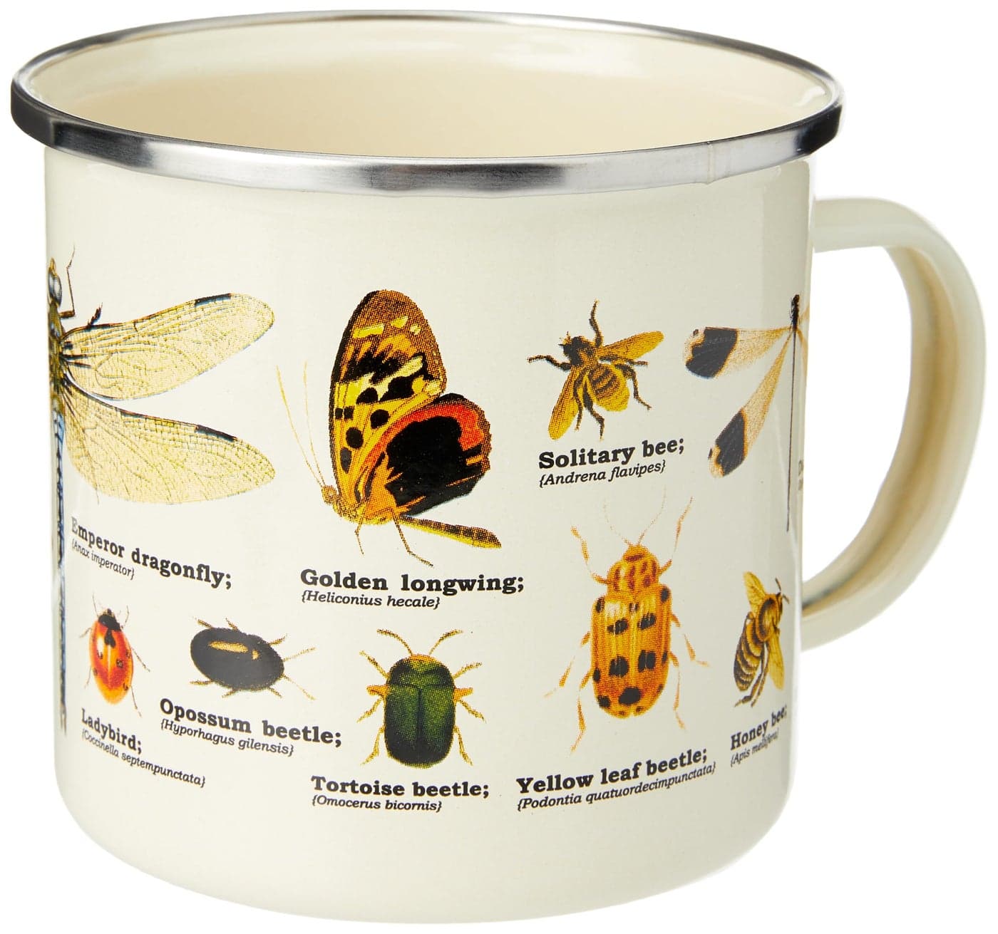 Gift Republic Insect Enamel Outdoor Camping Mug Large Metal Coffee Cup Garden Bugs Nature Foraging Hiking Gardening Gift Durable Drinking Cup 500ml