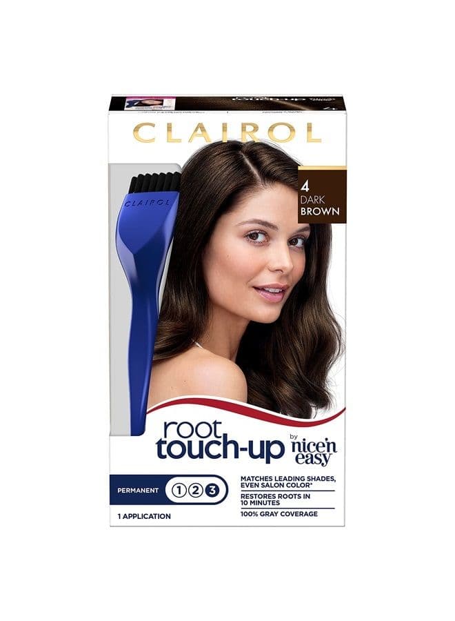 Root Touch-Up by Nice'n Easy Permanent Hair Dye, 4 Dark Brown Hair Color, 1 Count