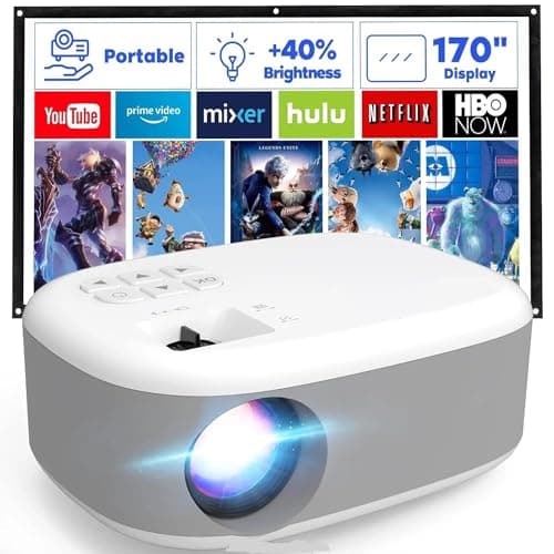 BIGASUO Native 1080P Projector, Bluetooth 5.0, 280 ANSI Lumens, Digital Zoom, HiFi Stereo, Home Theatre Projector with 100-inch Screen (Bigasuo N1)
