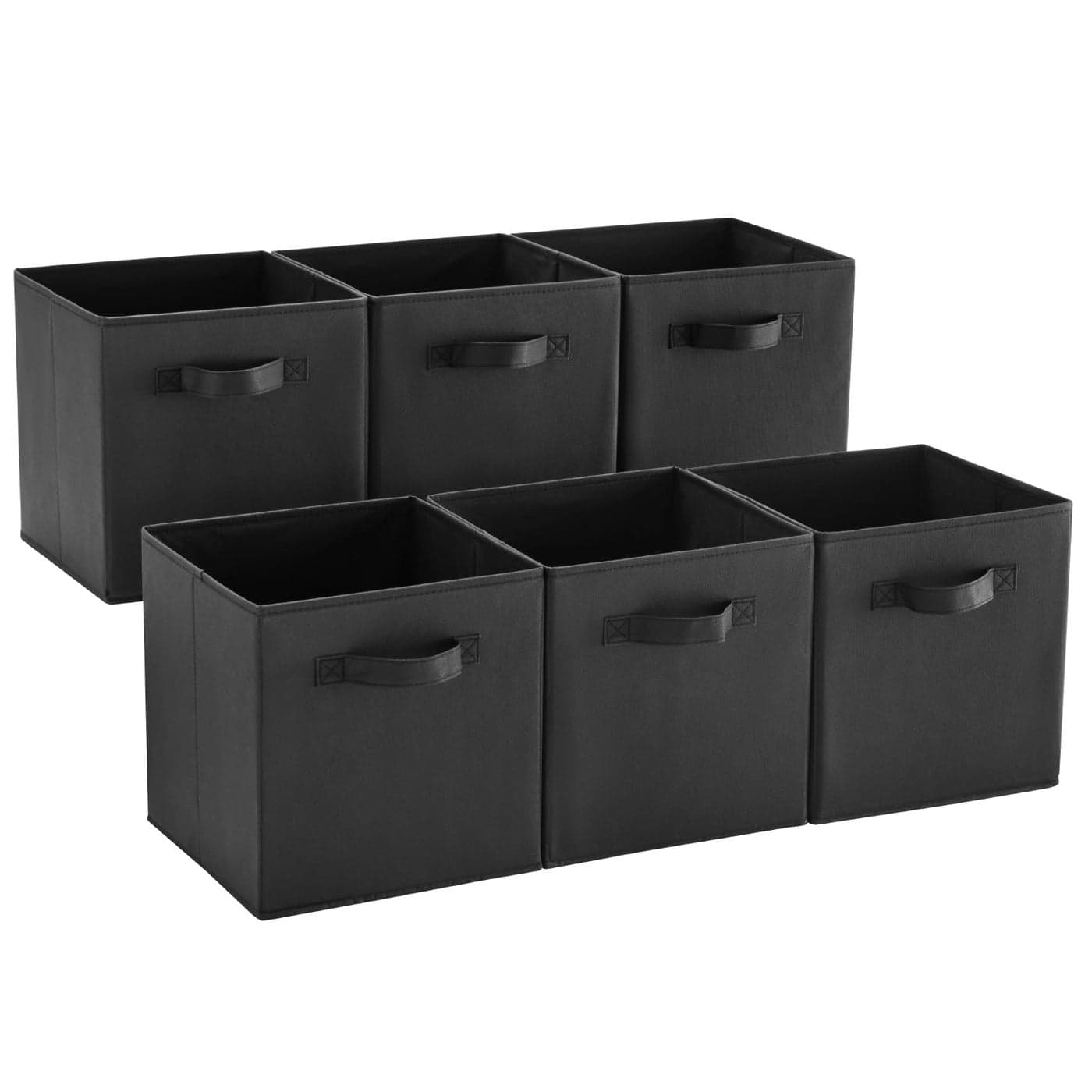 MAX Houser Fabric Cloth Storage BinsFoldable Storage Cubes Organizer Baskets with Dual Handles for Home Bedroom StorageSet of 6Black