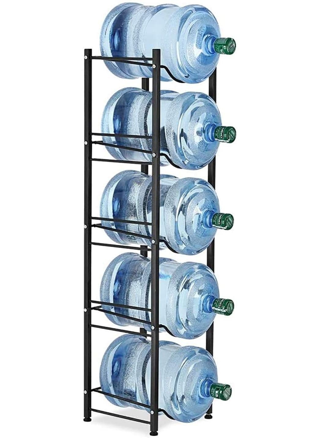 Water Cooler Jug Rack 5-Tier Heavy Duty Water Bottle Holder Storage Rack for 5 Gallon Water Dispenser Save Space (Black)