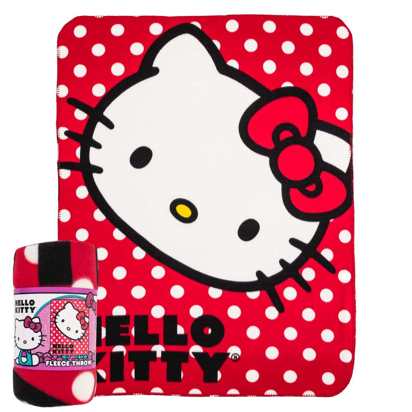 SANRIO Hello Kitty Polka Dot Kitty Fleece Throw Blanket 45 x 60 Multi Color