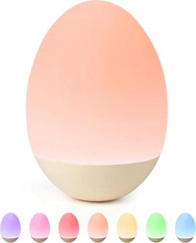 NICKLUC Egg Night Light for Nursery Baby Night Lights Tap Lamp Stepless Dimming with Warm White and 7 RGB Colors Rechargeable Portable for Infant and Kids Bedroom Breastfeeding Sleep Aid