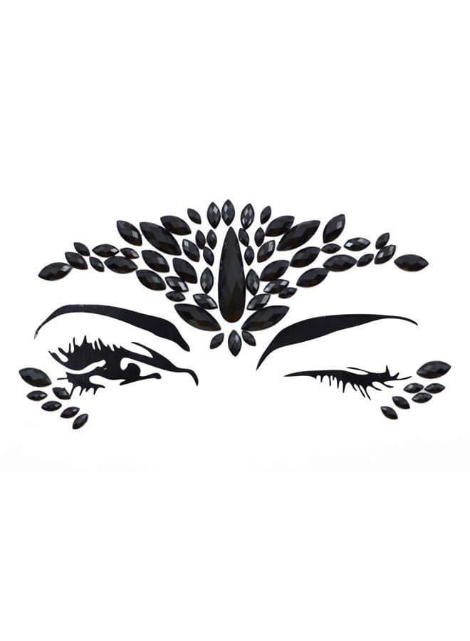Black Face Jewels Halloween Rhinestones self Adhesive Crystal Face Gems Halloween Beauty Body Glitter Tattoo Eyebrow Face Body Jewelry (Black)