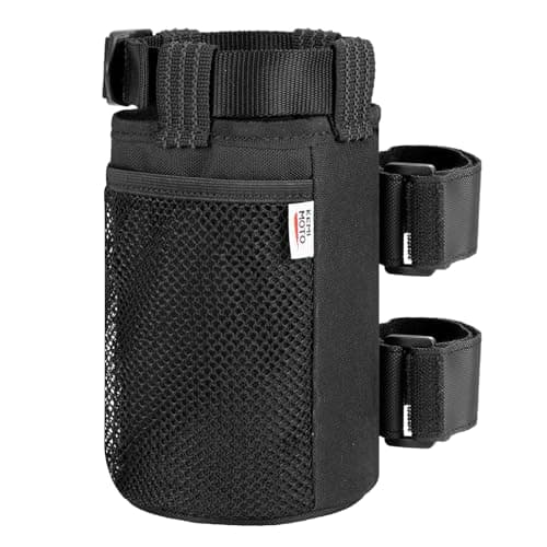 KEMIMOTO Cup Holder, Roll Bar Cup Holder for UTVs Wheelchair Scooter Walker Rollator Bike Golf Cart Boat with Mesh Pockets and Sticky Straps, 2 Pack