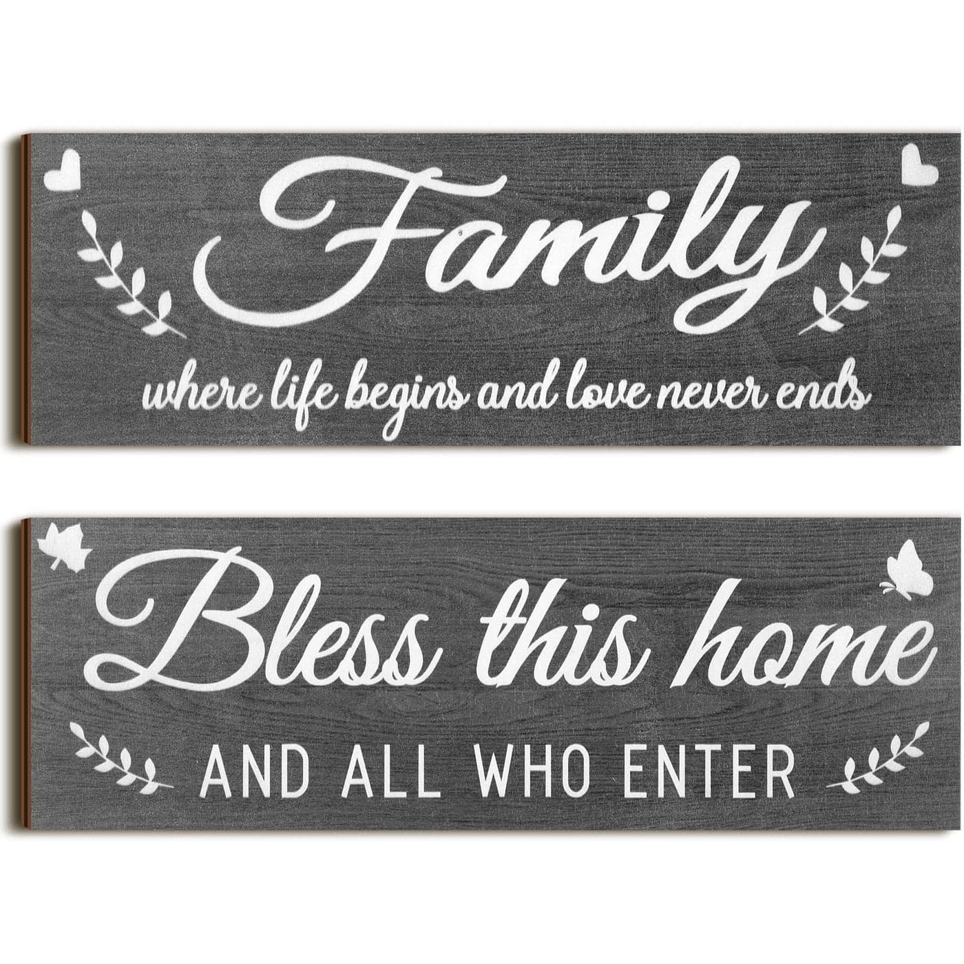 Wooden Family Signs Rustic Bless This Home Wall Decor Wood Family Decor Wall Art Farmhouse Entryway Sign Home Decoration for Bedroom Living Room Office Home Decor 138 x 47 Inch Dark Gray