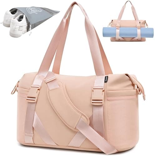 MAXTOP Gym Tote Bag for Women Pink Travel Duffle Bag with Yoga Mat Holder Ideal for Yoga Accessories Workout Overnight Gymnastics Exercise Dance