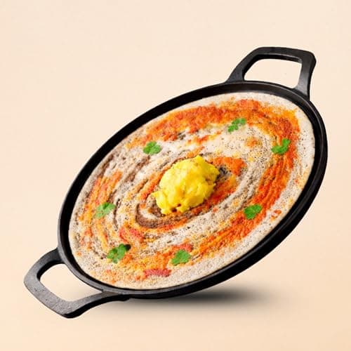 Kyyte OxyStone Pre-Seasoned Cast Iron Tawa for Roti and Dosa 11’’ Inch (28 Cm) Dia, Uthappam/Chapati/Naan/Paratha/Pizza Pan Naturally Nonstick,100% Pure,No Chemical Coating Gas Induction OTG Friendly.