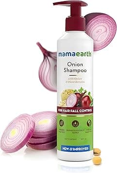 Mamaearth Onion Shampoo for Hair Fall Loss Control Reduces Breakage Enhances Hair Growth Moisturizing Gentle Scalp Cleanser with Plant Keratin Sulfate Paraben Free 250ml