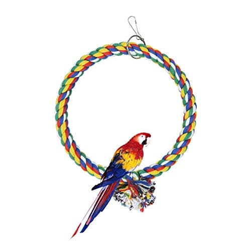 WishLotus Bird Swing, Cotton Rope Swing with Bite Resistance Perches for Parakeets, Budgie, Cockatiels, Conures, Finches - Boredom Breaker (18cm, Cage Hanging)