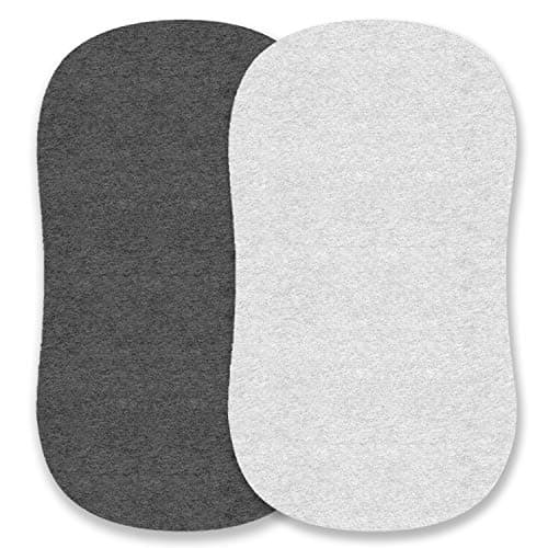Bassinet Fitted Sheets Compatible with Halo Fisher Price Delta Graco Fits Perfectly on 15 x 33 Inch Oval Rectangular Mattress Pad Snuggly Soft Jersey Cotton Heather Grey 2 Pack