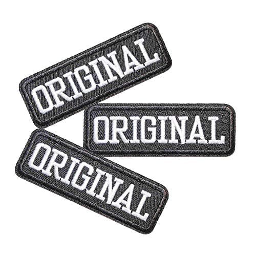 USky Sew or Iron on Embroidered Patches Original Bold Text Design Vintage Denim Spirit Fashion Enthusiasts DIY Lovers Motorcycle Biker Jackets Jeans Backpacks Caps Bags 31x1 3PCs Pack