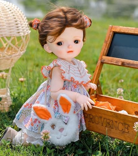 Cloveray BJD Dolls 14 Ball Jointed Doll Fullset with 15 Articulated Joints and Brown Glass Eyes 20 Inch 50cm Full Vinyl Girl Collectible RebornStyle Doll for Ages 14 Gift Box Packaging