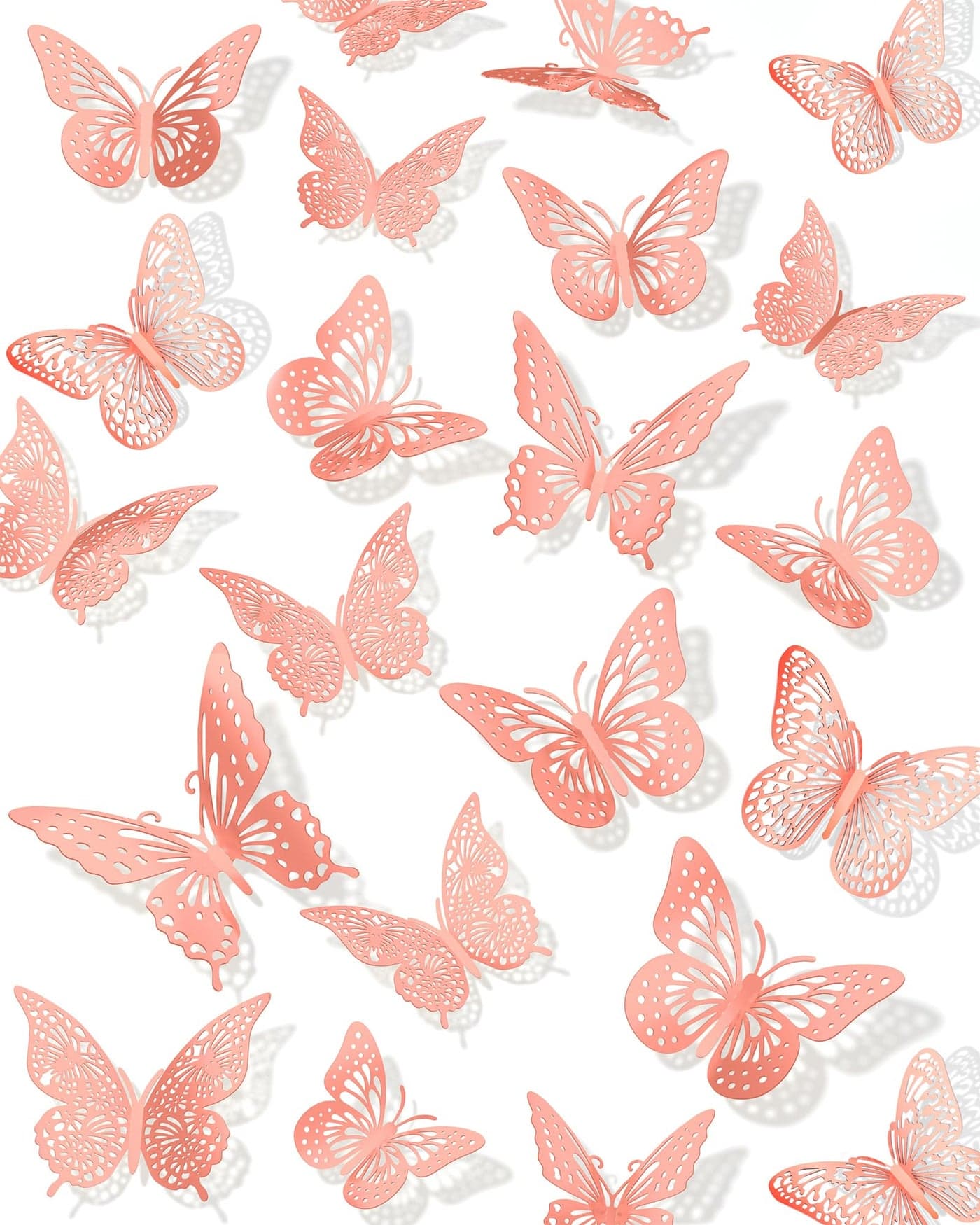 72Pcs 3D Butterfly Wall Decor Pink Butterfly Decorations 4 Styles 3 Sizes Removable Butterflies Pink Wall Stickers Room Decor for Birthday Party Kids Bedroom Cake Nursery Room Decor